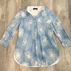 Piazza Sempione Light Blue Shirt with White Floral Design
